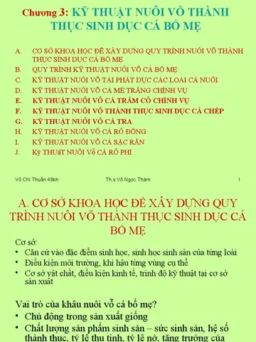 Hướng Dẫn Nuôi Vỗ Cá Bố Mẹ Thành Thục & Hiệu Quả